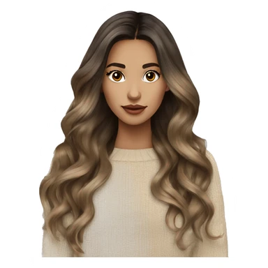 Brünette balayage long hair women beige sweater sticker