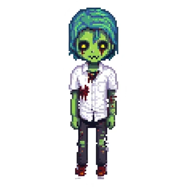 zombie boy with emo hair and white shirt sticker