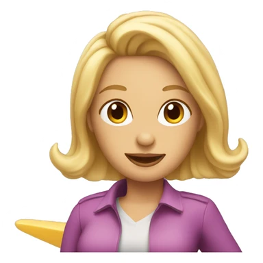 Lady with blonde hair riding plane on birthday sticker