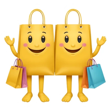 TWO HAPPY SMILEY FACES  WITH HANDS AND FEET WITH SHOPPING BAGS IN EACH HAND sticker
