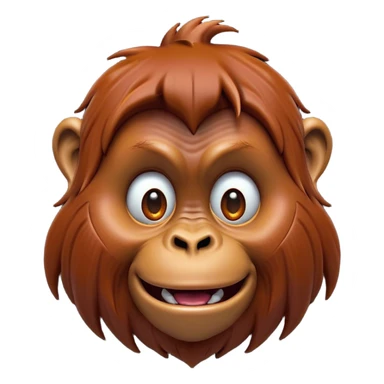 Cinematic Comical Orangutan Portrait Emoji, Head tilted dramatically with an exaggeratedly shocked expression, featuring a robust, animated face with wide, comically expressive eyes full of humorous disbelief, Simplified yet hilariously expressive features, highly detailed, glowing with a slightly sassy glow, high shine, dramatic yet playful, stylized with an air of quirky jungle attitude, soft glowing outline, capturing the essence of a meme-worthy orangutan that looks ready to side-eye its way into viral fame! sticker