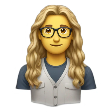 Nerd with long hair and glasses  sticker