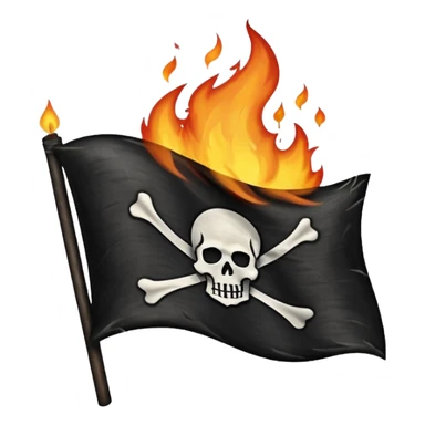 Burning black flag sticker