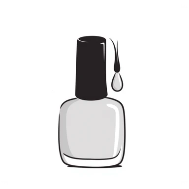 nail polish bottle with brush in pastel colors dd9fb0 ffc6d3 a3bfc9 c4bee2 f1b091, hand-drawn doodle style sticker