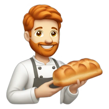 a redhead man eating bread dressed as a baker sticker