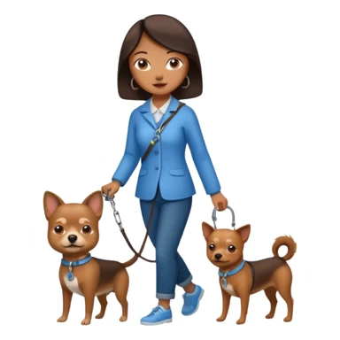 Chinese woman walking small brown dog sticker
