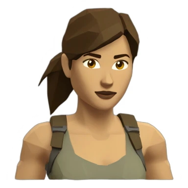 very low poly tomb raider, upper body sticker