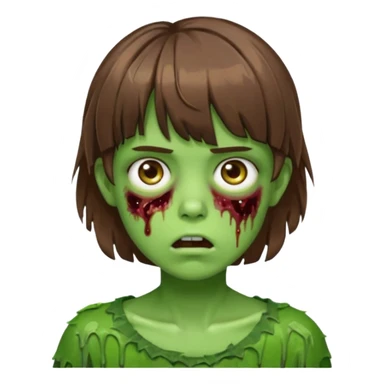 zombie slime youthful face, messy brown hair in fringe haircut, closed mouth, without wrinkles sticker