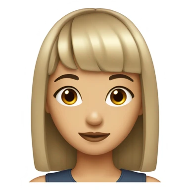 a girl with dark brown hair and mini bangs,  sticker