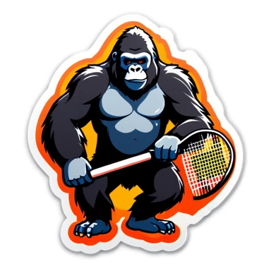 Gorilla with Padel racket sticker
