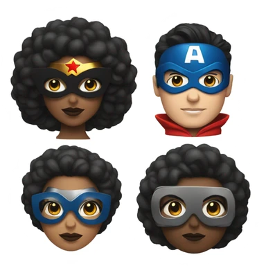 afro wonderwoman with white skin superman with glasses sticker