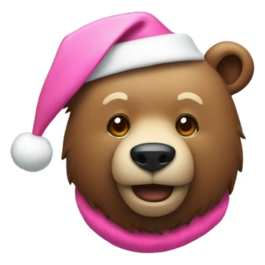 bear with pink santa hat sticker