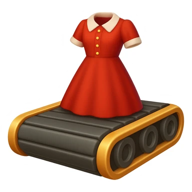 Сгенерируй мне детализированный емодзи, конвеер на котором лежит советское платье, на пнг фоне без фона. В СТИЛЕ ЕМОДЗИ ЭПЛ! sticker