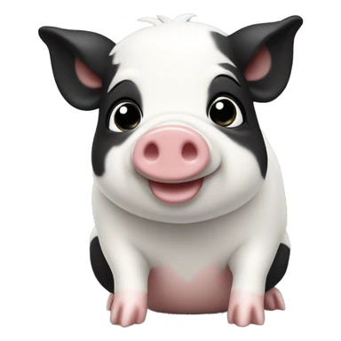 Petit cochon trop mignon noir et blanc sticker