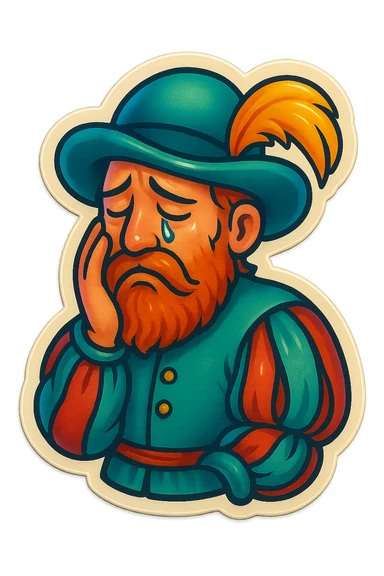 Red-bearded Landsknecht showing sadness sticker