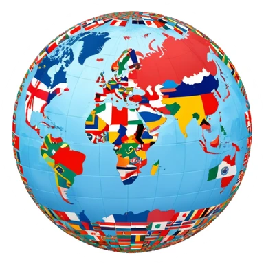 World globe covered with many small country flags from around the world sticker