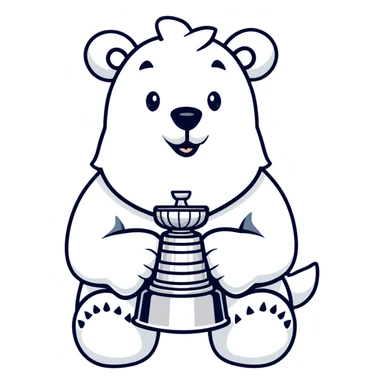 Carlton the polar bear holding the Stanley cup sticker