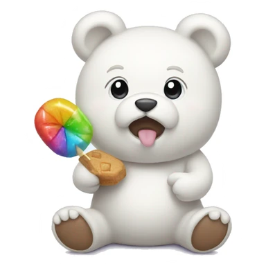 White teddy eat candy sticker