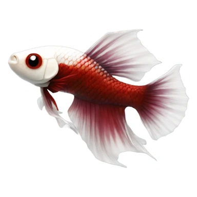 Dragon betta intense white body dark red fins sticker