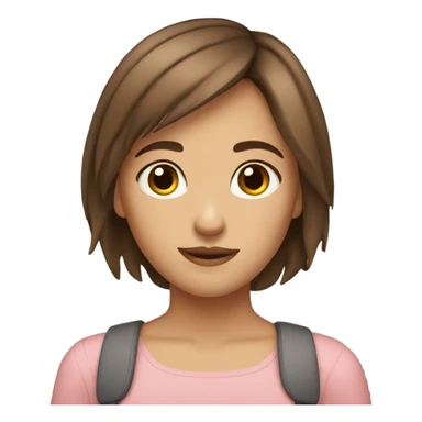 girl with short brown hair brown eyes  sticker