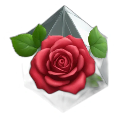 Digital red rose in the octahedron sticker