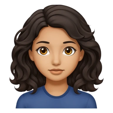 Siyah dalgalı saçlı, esmer, koyu kahverengi gözlü genç kız  sticker