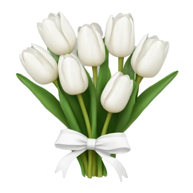 white tulip bouquet with a white bow holding the flowers together sticker