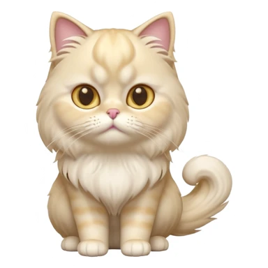 A 3D cartoon Persian cat with soft cream-white long fur, round face, golden eyes, gentle expression, cinematic Memoji-style lighting. full body or half body. sticker