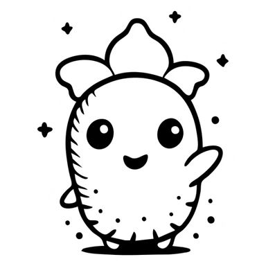 cute digimon monster with big head and small body sticker