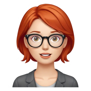 red haired woman with glasses fair skin talking sticker