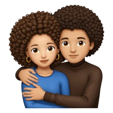 A lightskin with afro boy and brown skin girl with curls hug sticker