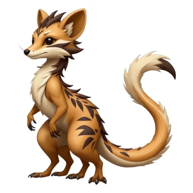 Cool furry anthropomorphic fantasy-Vernid-creature by LiLaiRa with a long tufted tail with edgy markings (full body) sticker