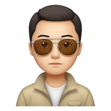 Photorealistic serious Chinese tourist wearing sunglasses sticker