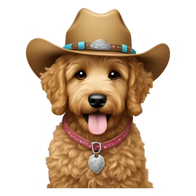 mini goldendoodle wearing cowgirl hat sticker