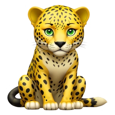 cinematic-jaguar-realistic-full-body-sitting-emoji,-sleek-powerful-frame-poised-for-action,-yellow-fur-adorned-with-bold-black-rosettes,-head-tilted-dramatically,-piercing-green-eyes-locked-onto-its-prey,-simplified-yet-realistic-focused-features,-highly-detailed,-glowing-with-an-almost-sarcastic-glow sticker