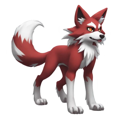 Anthro-Lycanroc-Red-White-Werewolf-Midnight-form Full Body sticker
