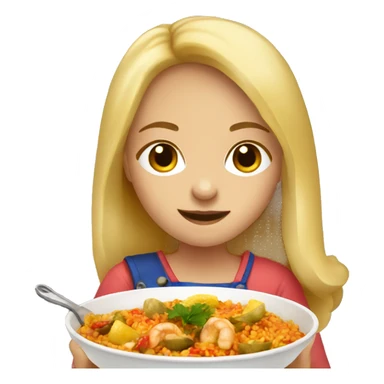Blond girl eating Spanish paella sticker