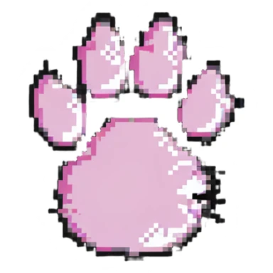 cat paw with pink paw pads, pixelated sticker