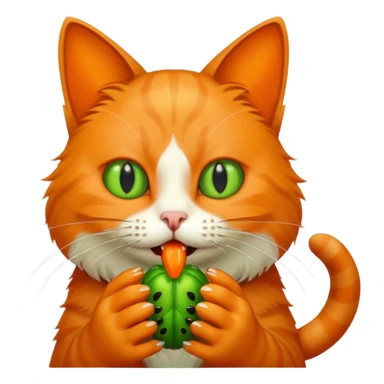 Cat eating bug sticker