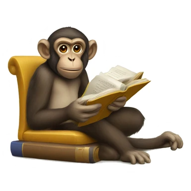 Monkey reading bok sticker