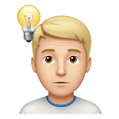 white man with light bulb over head, came up with idea sticker