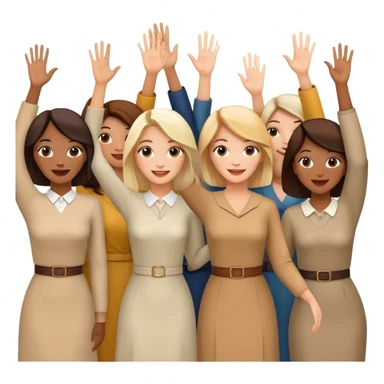 group of happy women, stylishly dressed, raising their hands sticker