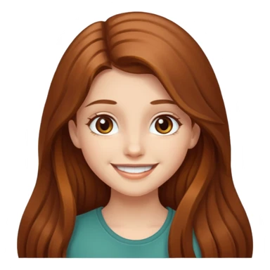 create a girl with chestnut colored long hair, hazel eyes and beautiful smile sticker