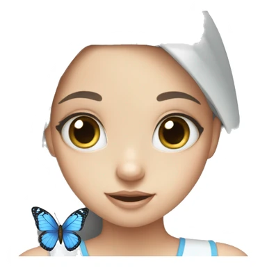 Girl with blue eyes with a butterfly sticker