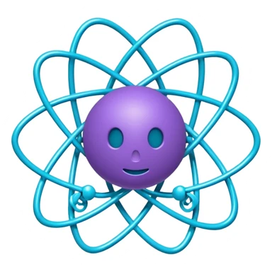 minimalistic atom, neon purple (#8B5CF6) and cyan (#00E0FF), representing Atom team creativity and innovation, clean tech design, no face, 1:1 aspect ratio sticker