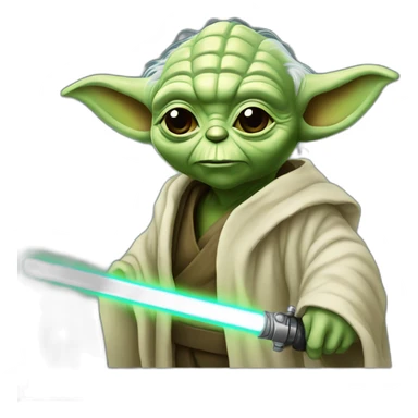 yoda with lightsaber sticker