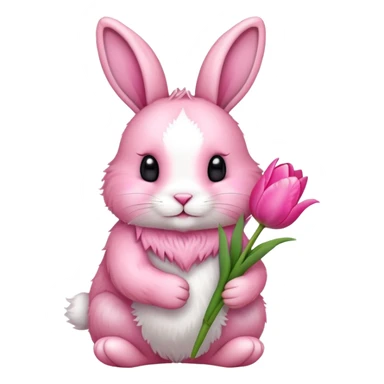 bunny with pink tulip  sticker