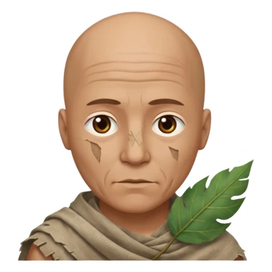 ancient man bold head, tattered leaf cloth sticker