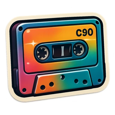 A retro cassette tape sticker
