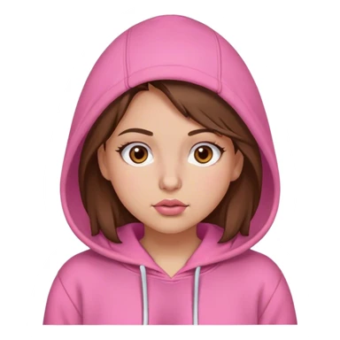 Girl brown eyes and hair and browse , Nose ring, Plump lips, Pink Hoodie sticker